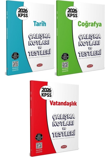 Data 2026 Kpss Tarih + Coğrafya + Vatandaşlık Çalışma Notları ve Testleri 3 Lü Set Data Yayınları