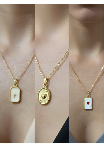 Üçlü Kombin Altın Kaplama Sembol Kolye Seti