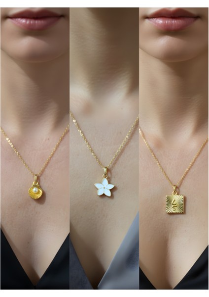 Üçlü Kombin Altın Kaplama Sembol Kolye Seti