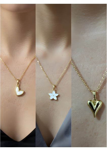 Üçlü Kombin Altın Kaplama Sembol Kolye Seti