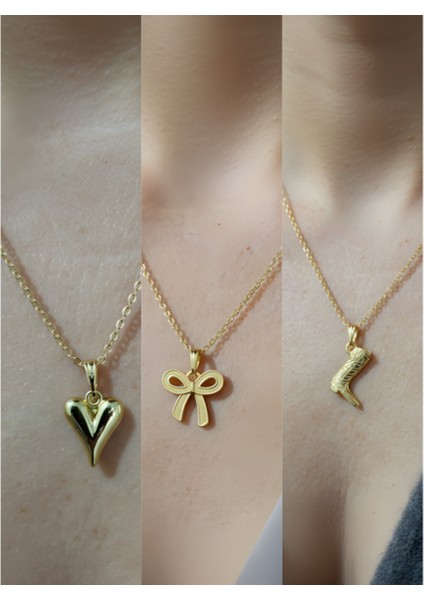 Üçlü Kombin Altın Kaplama Sembol Kolye Seti