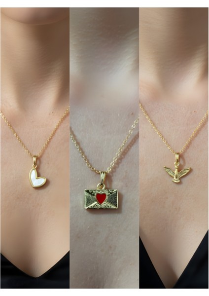 Üçlü Kombin Altın Kaplama Sembol Kolye Seti