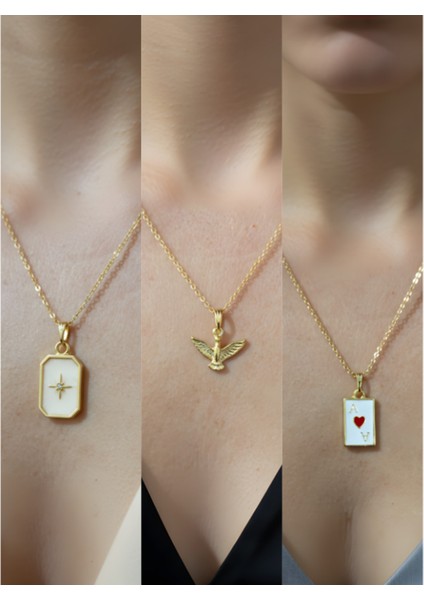 Üçlü Kombin Altın Kaplama Sembol Kolye Seti