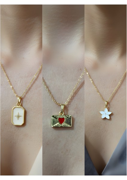 Üçlü Kombin Altın Kaplama Sembol Kolye Seti