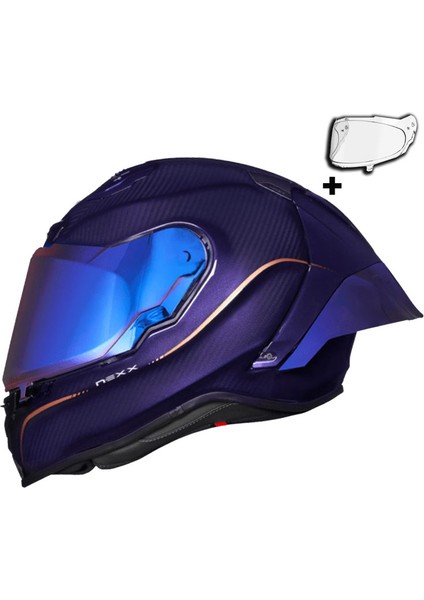 X.R3R Hagıbıs Karbon Kapalı Motosiklet Kaskı Mor