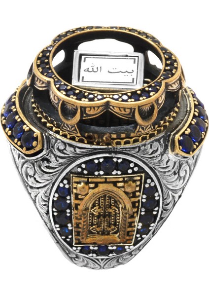 Kabei Şerif Detaylı Üzerinde Araça Beytullah Yazılı Koleksiyonluk 925 Ayar Gümüş Erkek Yüzük fiyatları