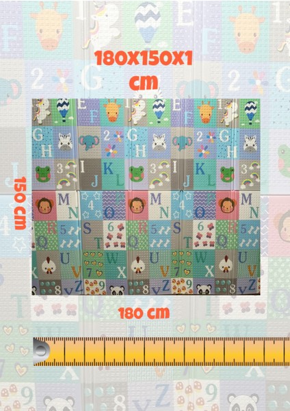 Katlanabilir Çift Taraflı Eğitici Çocuk Oyun Matı, Halısı 180X150 (Taşıma Çantalı)-Mavi Alfabe modelleri