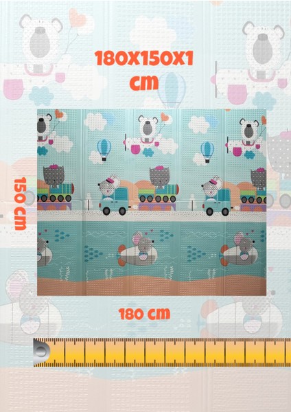 Katlanabilir Çift Taraflı Eğitici Çocuk Oyun Matı, Halısı 180X150 (Taşıma Çantalı)-Mavi Alfabe fırsatları