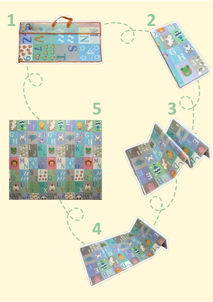 Katlanabilir Çift Taraflı Eğitici Çocuk Oyun Matı, Halısı 180X150 (Taşıma Çantalı)-Mavi Alfabe indirimleri