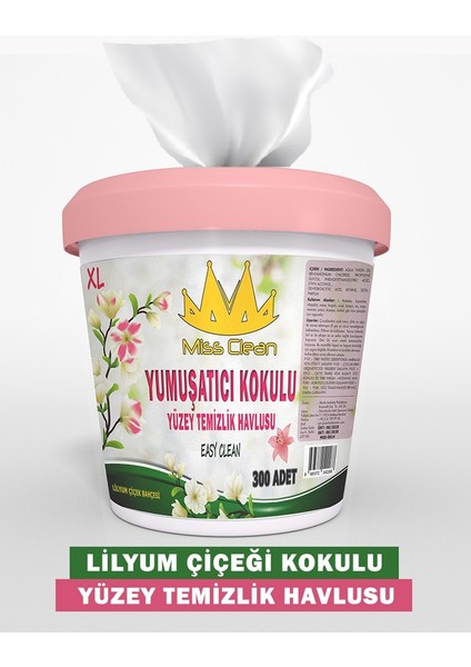 ( 300 Adet ) Lilyum Çiçeği Kokulu Yüzey Temizlik Havlusu Islak Kova Mendil 18*21 cm fiyatları