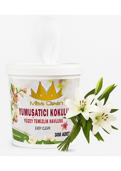 ( 300 Adet ) Lilyum Çiçeği Kokulu Yüzey Temizlik Havlusu Islak Kova Mendil 18*21 cm modelleri