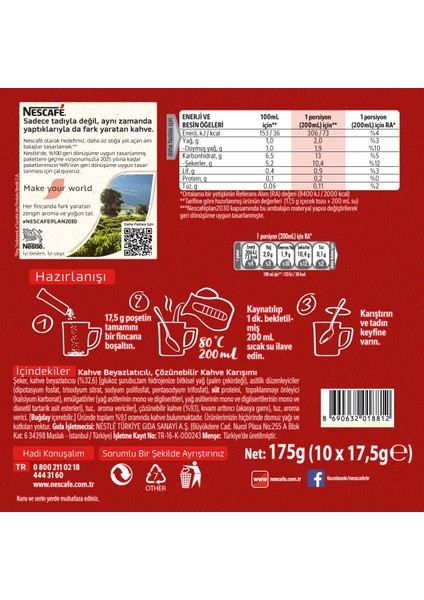 3ü1 Arada Original Granül Kahve 10'lu Paket (2 Adet) fiyatları