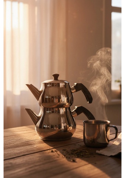 Antonio Mini Boy Siyah Çaydanlık Takımı 0.65 lt ve 1.1 lt Kapasiteli