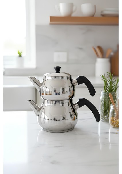 Melisa Midi Boy Siyah Çaydanlık Takımı