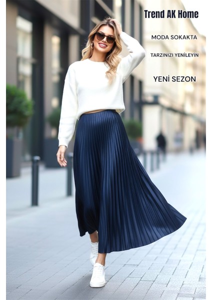 Beli Lastikli Piliseli Etek - Renk Larcivert ( Standart Beden ) indirimleri