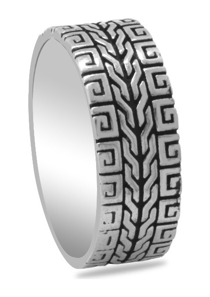 Greek Zincir Tasarım 925 Ayar Gümüş Erkek Alyans