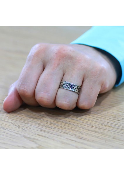 Greek Zincir Tasarım 925 Ayar Gümüş Erkek Alyans modelleri