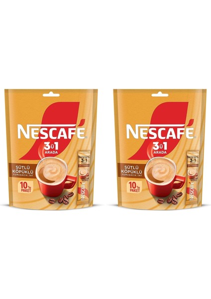 3ü1 Arada Sütlü Köpüklü Granül Kahve 10'lu Paket (2 Adet)