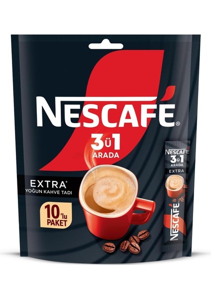 3ü1 Arada Extra Yoğun Kahve Tadı Granül Kahve 10'lu Paket