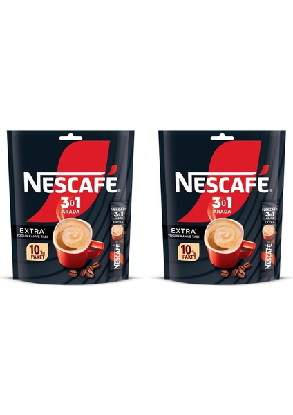 3ü1 Arada Extra Yoğun Kahve Tadı Granül Kahve 10'lu Paket (2 Adet)