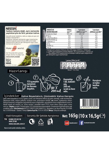 3ü1 Arada Extra Yoğun Kahve Tadı Granül Kahve 10'lu Paket (2 Adet) fiyatları