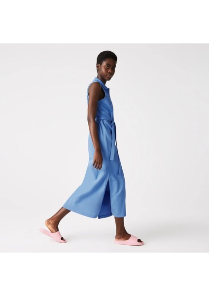 Kadın Loose Fit Kolsuz Polo Yaka Mavi Elbise fiyatları