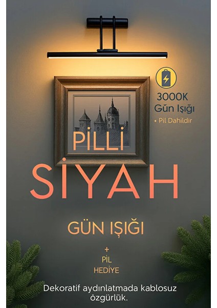 Pilli Antrasit Siyah Flüt LED Aplik Duvar Tablo ve Ayna Üstü LED Aydınlatma fırsatları