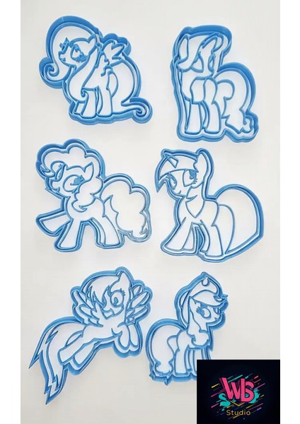 6'lı Little Pony Kurabiye Kalıbı ve Şeker Hamuru Şekillendirici Set