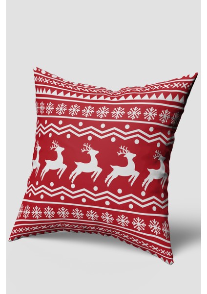 Kırmızı Yeşil Geyik Çam Ağacı Desenli Kırlent Kılıfı Seti 2'li fiyatları