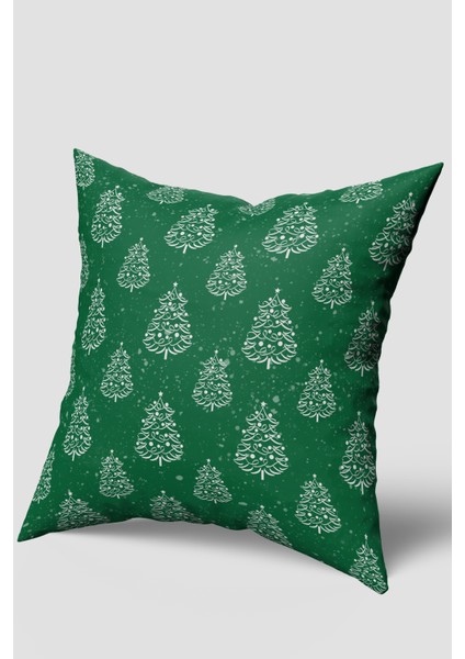 Kırmızı Yeşil Geyik Çam Ağacı Desenli Kırlent Kılıfı Seti 2'li modelleri