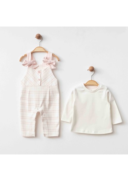 Ekoseli Fiyonklu Organik Tulum Takım – Pudra