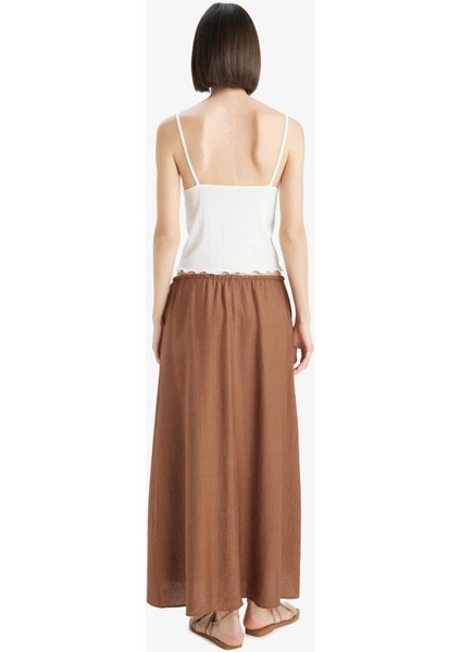 A Kesim Normal Bel Krinkıl Kumaş Midi Etek