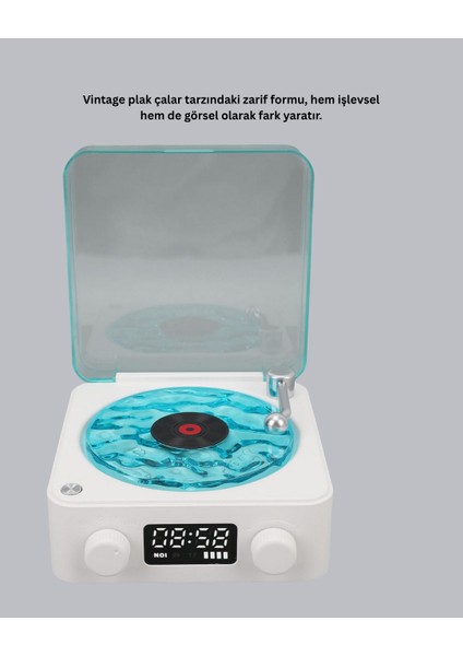 3-Ü-1 Gece Işığı Bluetooth Hoparlör Dijital Saat Vintage Plak Çalar Tasarımlı indirimleri