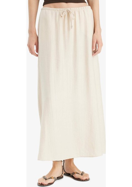 A Kesim Normal Bel Krinkıl Kumaş Midi Etek