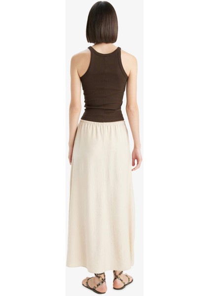 A Kesim Normal Bel Krinkıl Kumaş Midi Etek