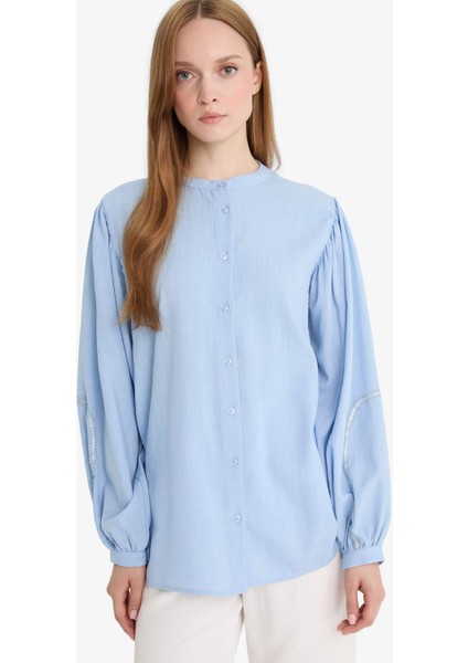 Relax Fit Hakim Yaka Uzun Kollu Gömlek Tunik F4556AX25HS