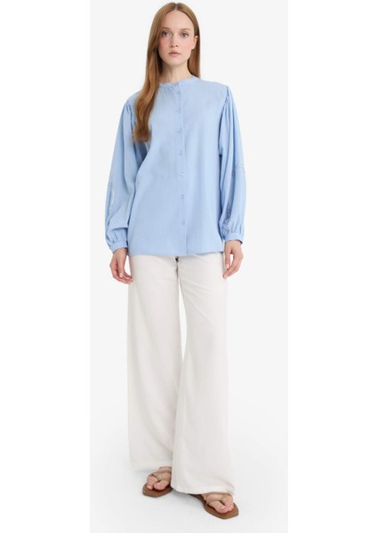 Relax Fit Hakim Yaka Uzun Kollu Gömlek Tunik F4556AX25HS