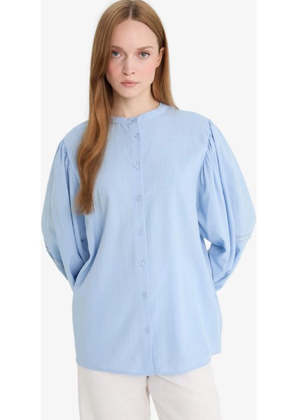 Relax Fit Hakim Yaka Uzun Kollu Gömlek Tunik F4556AX25HS