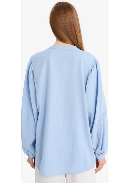 Relax Fit Hakim Yaka Uzun Kollu Gömlek Tunik F4556AX25HS
