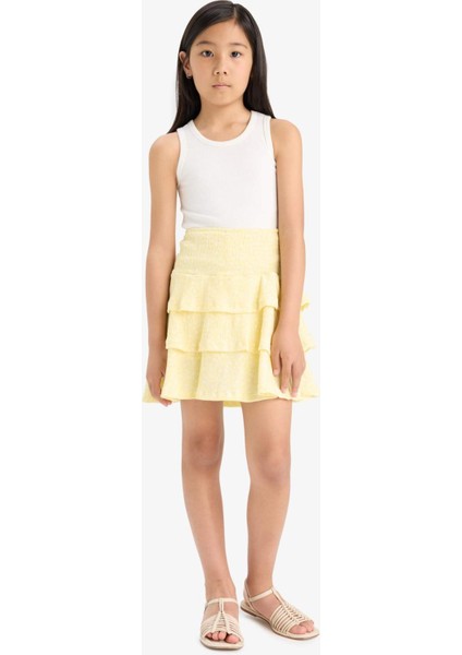 Kız Çocuk Beli Lastikli Desenli Volanlı Etek F6422A825HS