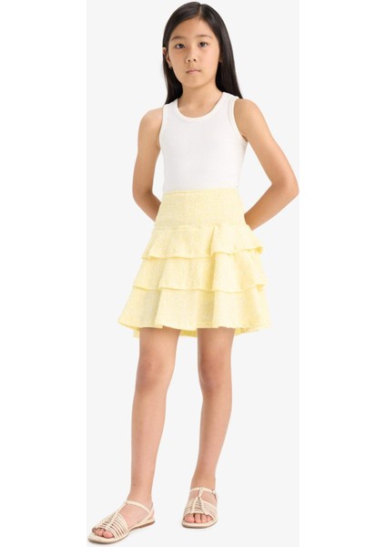 Kız Çocuk Beli Lastikli Desenli Volanlı Etek F6422A825HS