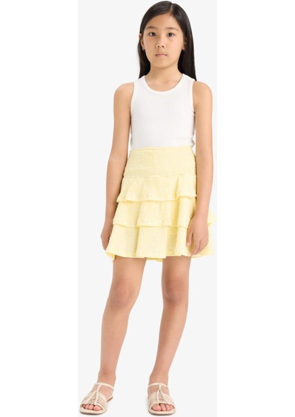 Kız Çocuk Beli Lastikli Desenli Volanlı Etek F6422A825HS