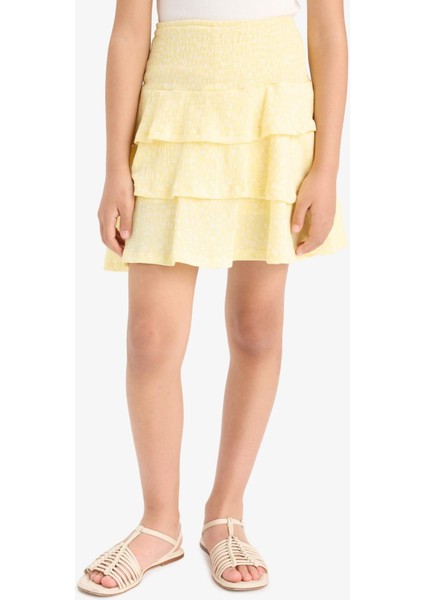 Kız Çocuk Beli Lastikli Desenli Volanlı Etek F6422A825HS