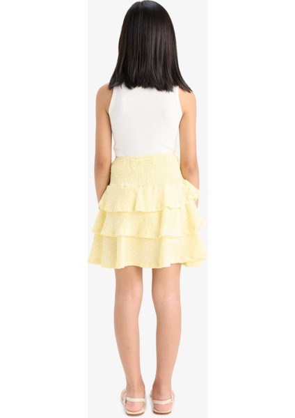 Kız Çocuk Beli Lastikli Desenli Volanlı Etek F6422A825HS