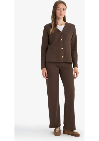 Wide Leg Düz Paça Pike Pantolon