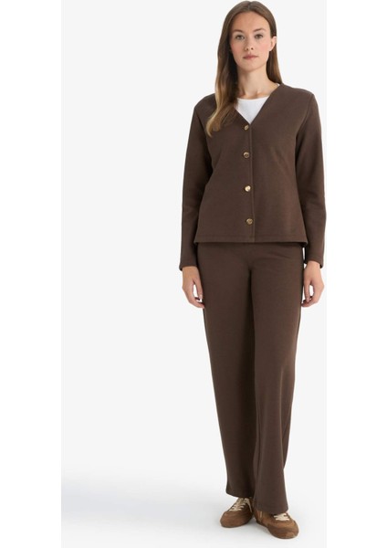 Wide Leg Düz Paça Pike Pantolon