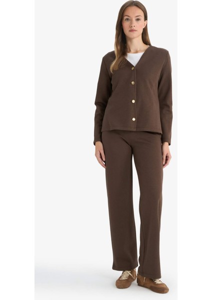 Wide Leg Düz Paça Pike Pantolon