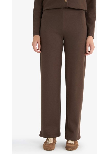 Wide Leg Düz Paça Pike Pantolon