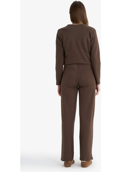 Wide Leg Düz Paça Pike Pantolon