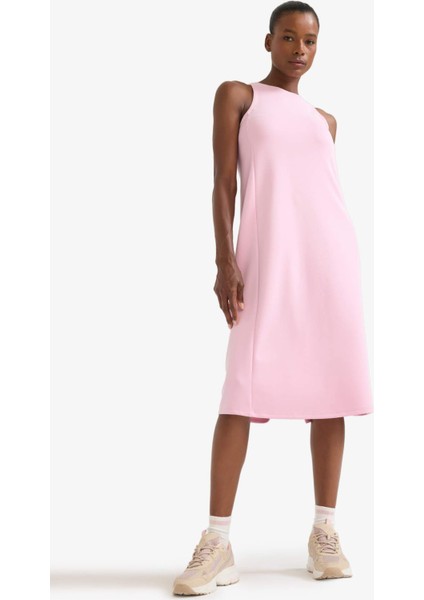 Yuvarlak Yaka Modal Kolsuz Midi Elbise F6186AX25SM